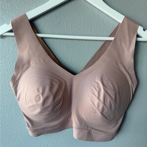 Floatley dried rose tan pink v-neck seamless Cozy pull on bra Women’s sz L